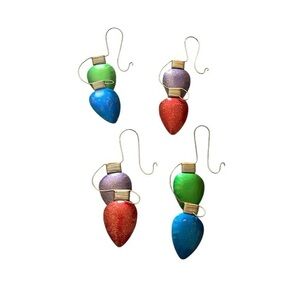 Metal Colorful Holiday Light Ornaments Set of 4